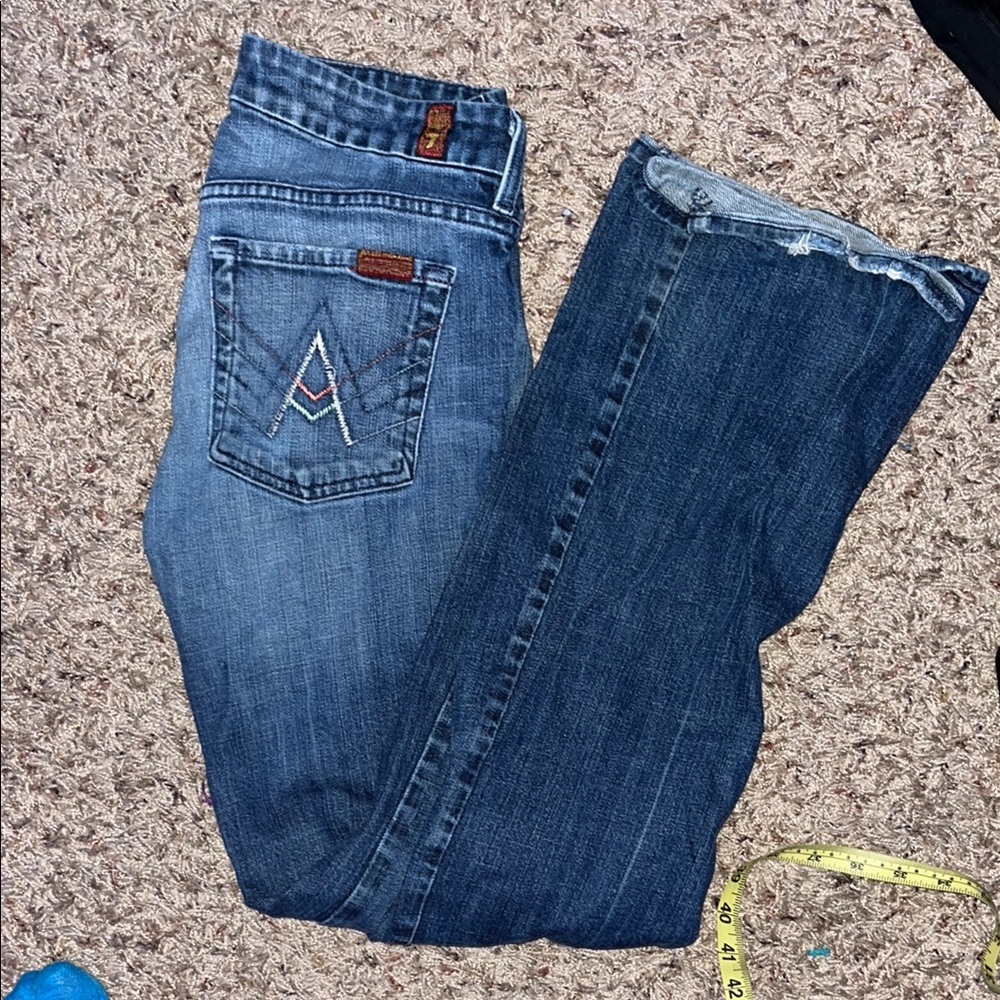 7 For All Mankind Blue Boot Cut Jeans Classic Style